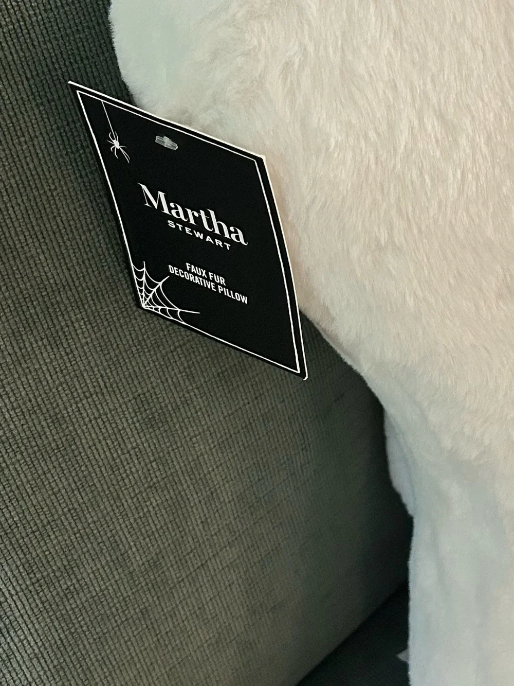 Martha Stewart Faux Fur Ghost Pillow Halloween Decorative Espresso Martini NWT